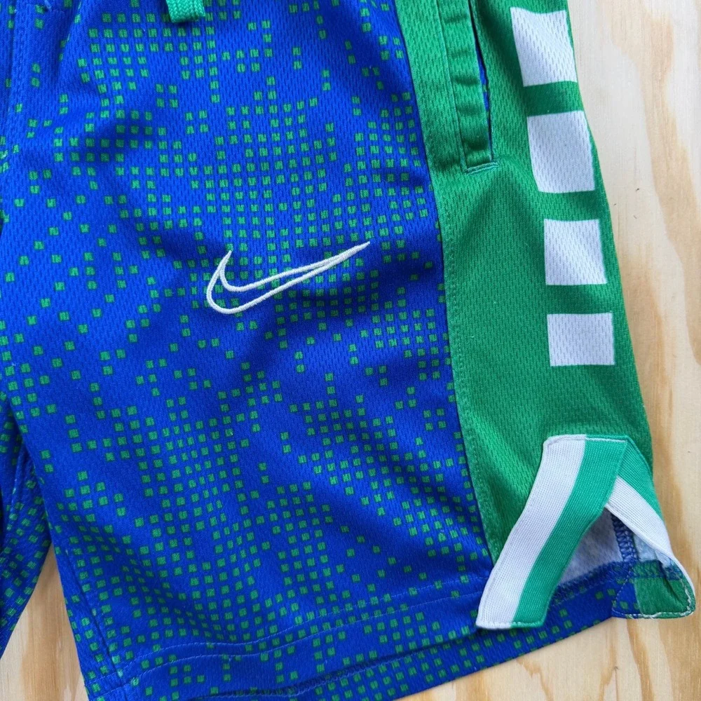 Nike Dri-FIT Elite Boys Basketball Shorts Blue Green Pixel Graphic Size Small